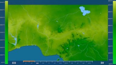 Animasyonlu efsanesi - ham renk shader ile Nijerya alanında minimum sıcaklığı aya göre. Sterografik projeksiyon