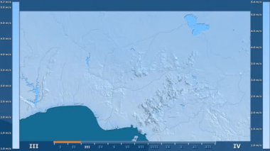 Rüzgar hızı Nijerya alanda animasyonlu gösterge - ham renk shader ile aya göre. Sterografik projeksiyon
