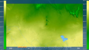 Animasyonlu efsanesi - ham renk shader ile Nijer alanında ortalama sıcaklık aya göre. Sterografik projeksiyon