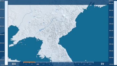 Animasyonlu gösterge - ham renk shader ile Kuzey Kore bölgede yağış aya göre. Sterografik projeksiyon