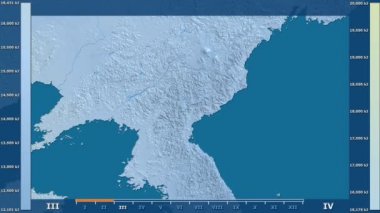 Animasyonlu efsanesi - ham renk shader ile Kuzey Kore alanında güneş radyasyonu aya göre. Sterografik projeksiyon