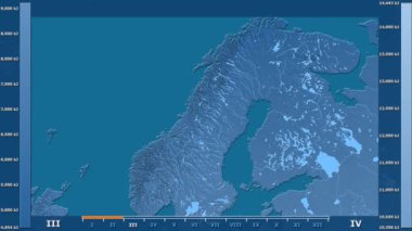 Animasyonlu efsanesi - ham renk shader ile Norveç alanında güneş radyasyonu aya göre. Sterografik projeksiyon