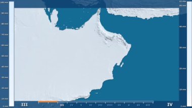 Animasyonlu gösterge - ham renk shader ile Umman bölgede yağış aya göre. Sterografik projeksiyon