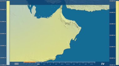 Animasyonlu efsanesi - ham renk shader ile Umman alanda güneş radyasyonu aya göre. Sterografik projeksiyon