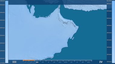 Rüzgar hızı animasyonlu efsanesi - ham renk shader ile Umman alanında aya göre. Sterografik projeksiyon