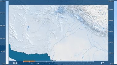 Animasyonlu gösterge - ham renk shader ile Pakistan bölgede yağış aya göre. Sterografik projeksiyon