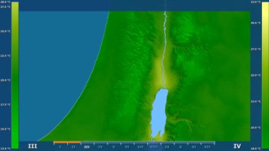 Animasyonlu efsanesi - ham renk shader ile Palestina alanda maksimum sıcaklık aya göre. Sterografik projeksiyon