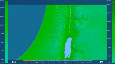 Animasyonlu efsanesi - ham renk shader ile Palestina alanda minimum sıcaklığı aya göre. Sterografik projeksiyon