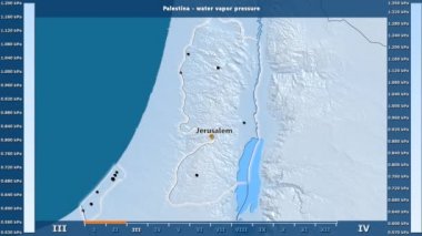 Animasyonlu efsanesi - İngilizce etiketleri ile Palestina alanda aya göre su buhar basıncı: ülke ve sermaye adları, açıklama göster. Sterografik projeksiyon
