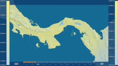 Animasyonlu gösterge - ham renk shader Panama bölge güneş radyasyonu aya göre. Sterografik projeksiyon