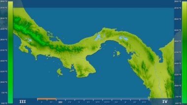 Animasyonlu efsanesi - ham renk shader ile Panama alanında ortalama sıcaklık aya göre. Sterografik projeksiyon