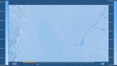 Rüzgar hızı animasyonlu efsanesi - ham renk shader ile Paraguay alan aya göre. Sterografik projeksiyon