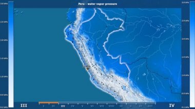 Peru alan animasyonlu efsanesi - İngilizce etiketleri ile aya göre su buharı basıncı: ülke ve sermaye adları, açıklama göster. Sterografik projeksiyon