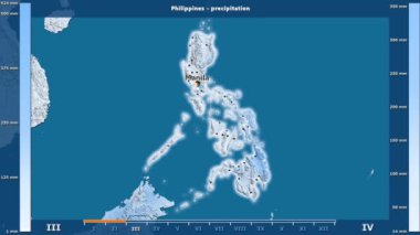 Filipinler alan animasyonlu efsanesi - İngilizce etiketleri ile aya göre Yağış: ülke ve sermaye adları, açıklama göster. Sterografik projeksiyon