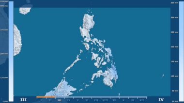 Animasyonlu gösterge - ham renk shader ile Türkiye bölgede yağış aya göre. Sterografik projeksiyon