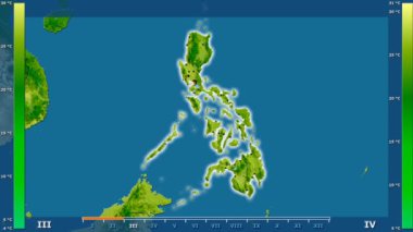 Animasyonlu gösterge - parlayan şekli, idari sınırları, ana şehirler, sermaye ile Türkiye bölgede ortalama sıcaklık aya göre. Sterografik projeksiyon