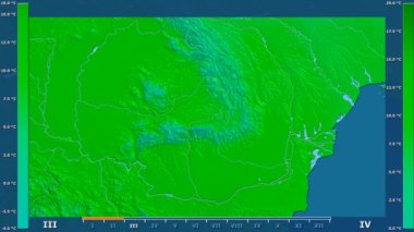 Animasyonlu efsanesi - ham renk shader ile Romanya alanında maksimum sıcaklık aya göre. Sterografik projeksiyon