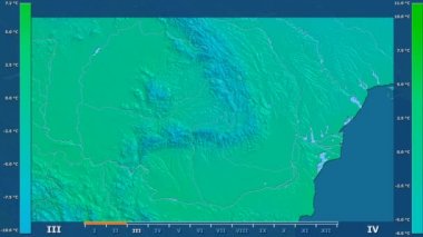 Animasyonlu efsanesi - ham renk shader ile Romanya alanında minimum sıcaklığı aya göre. Sterografik projeksiyon
