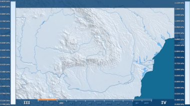 Animasyonlu gösterge - ham renk shader ile Romanya bölgede su buharı basıncı aya göre. Sterografik projeksiyon