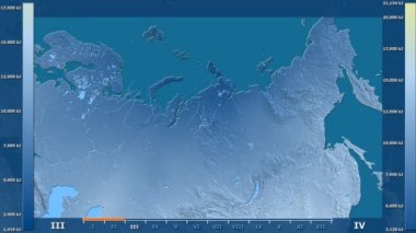 Animasyonlu efsanesi - ham renk shader ile Rusya Federasyonu bölgesinde güneş radyasyonu aya göre. Sterografik projeksiyon