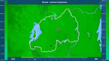 Animasyonlu efsanesi - İngilizce etiketleri ile Ruanda alanında aya göre minimum sıcaklığı: ülke ve sermaye adları, açıklama göster. Sterografik projeksiyon