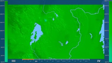 Animasyonlu efsanesi - ham renk shader ile Ruanda alanında minimum sıcaklığı aya göre. Sterografik projeksiyon