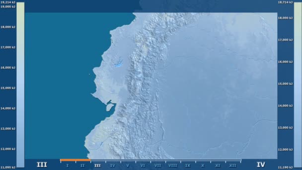 Radiazione Solare Mese Nell Area Dell Ecuador Con Leggenda Animata — Video Stock