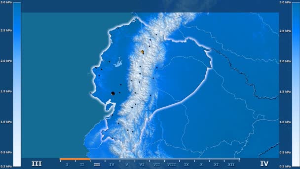 Wasserdampfdruck Von Monat Monat Der Gegend Von Ecuador Mit Animierter — Stockvideo