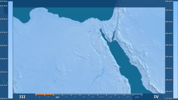 Wind Speed Month Egypt Area Animated Legend Raw Color Shader — Stock Video