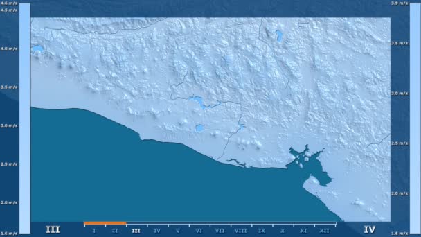 Velocità Del Vento Mese Nell Area Salvador Con Leggenda Animata — Video Stock