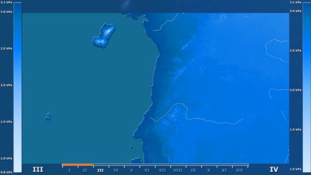 Water Vapor Pressure Month Equatorial Guinea Area Animated Legend Raw — Stock Video