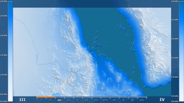 Pressão Vapor Água Por Mês Área Eritreia Com Legenda Animada — Vídeo de Stock