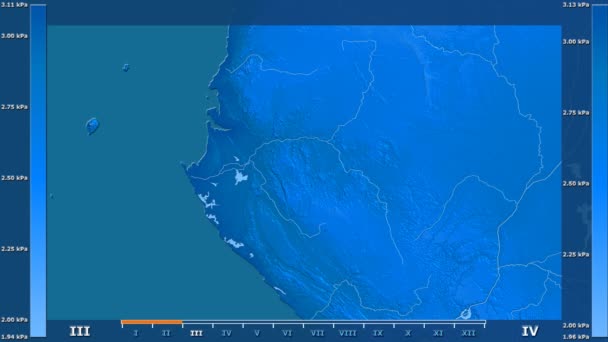 Water Vapor Pressure Month Gabon Area Animated Legend Raw Color — Stock Video