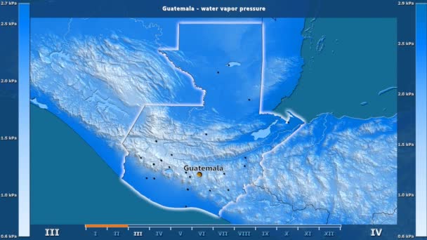 Pression Vapeur Eau Par Mois Dans Région Guatemala Avec Légende — Video