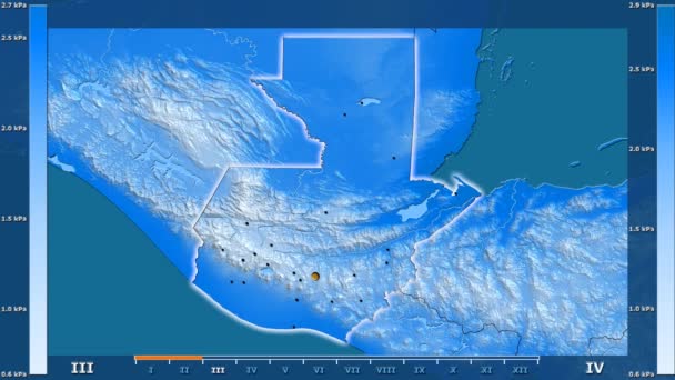 Druk Van Waterdamp Maand Het Gebied Van Guatemala Met Geanimeerde — Stockvideo