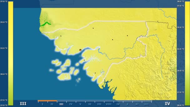 Temperatura Massima Mensile Nell Area Della Guinea Bissau Con Leggenda — Video Stock