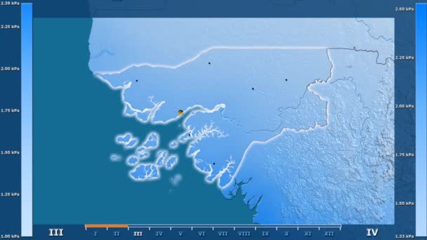 Water Vapor Pressure Month Guinea Bissau Area Animated Legend Glowing — Stock Video