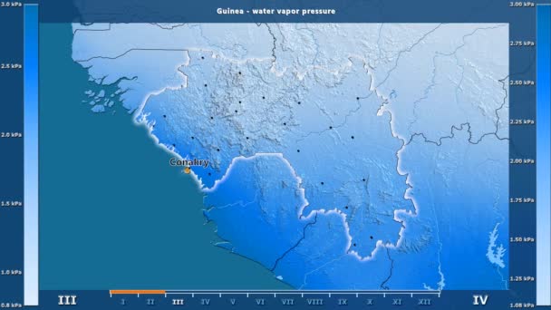 Pression Vapeur Eau Par Mois Dans Région Guinée Avec Légende — Video