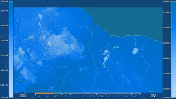 Давление Водяного Пара Месяцам Гайане Анимированной Легендой Сырым Цветовым Шейдером — стоковое видео