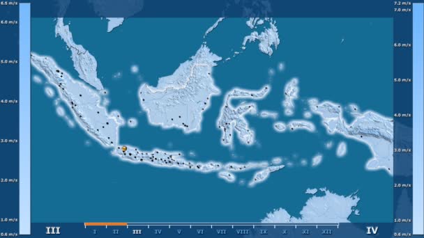 Wind Snelheid Maand Het Gebied Van Indonesië Met Geanimeerde Legend — Stockvideo