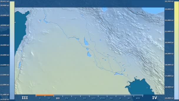 Radiação Solar Por Mês Área Iraque Com Lenda Animada Sombreador — Vídeo de Stock