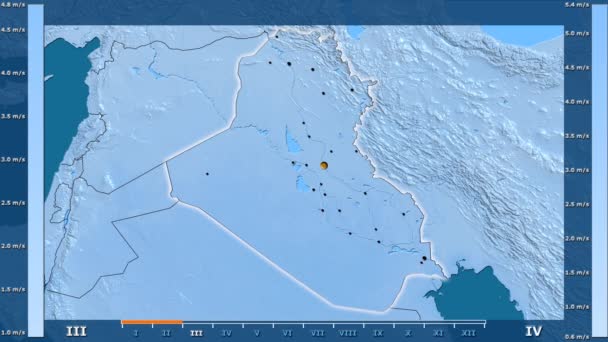 Wind Snelheid Maand Het Gebied Van Irak Met Geanimeerde Legend — Stockvideo