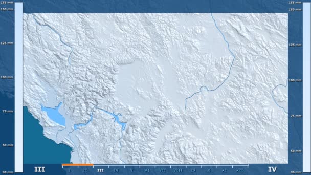 Precipitación Por Mes Área Kosovo Con Leyenda Animada Sombreado Color — Vídeo de stock