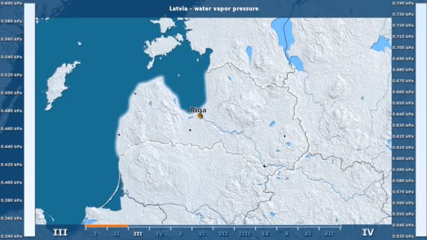 Водяна Пара Тиску Місяцем Районі Латвії Анімованими Легендою Українська Етикетки — стокове відео