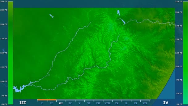 Temperatura Media Mese Nell Area Del Lesotho Con Leggenda Animata — Video Stock