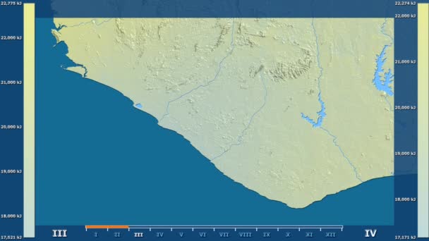 Radiación Solar Por Mes Área Liberia Con Leyenda Animada Sombreado — Vídeos de Stock