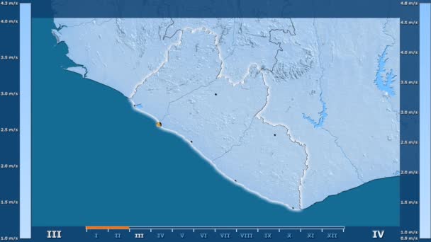 Velocidad Del Viento Por Mes Área Liberia Con Leyenda Animada — Vídeos de Stock