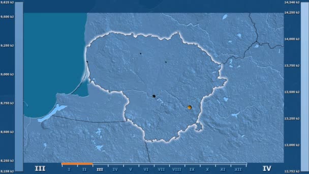 Radiación Solar Por Mes Área Lituania Con Leyenda Animada Forma — Vídeo de stock