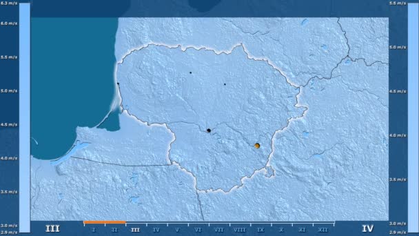 Velocità Del Vento Mese Nell Area Lituana Con Leggenda Animata — Video Stock