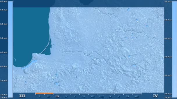Velocidad Del Viento Por Mes Área Lituania Con Leyenda Animada — Vídeo de stock
